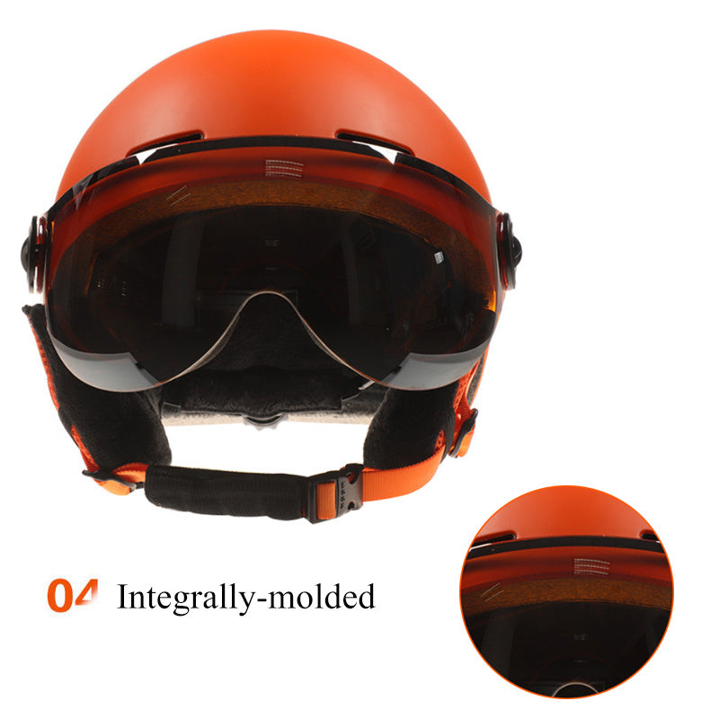 Ski Helmet with Built-In Goggles