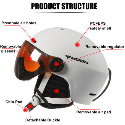 Ski Helmet with Built-In Goggles