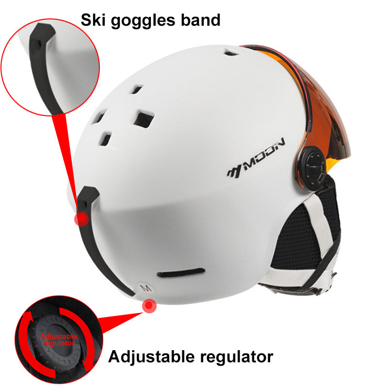 Ski Helmet with Built-In Goggles